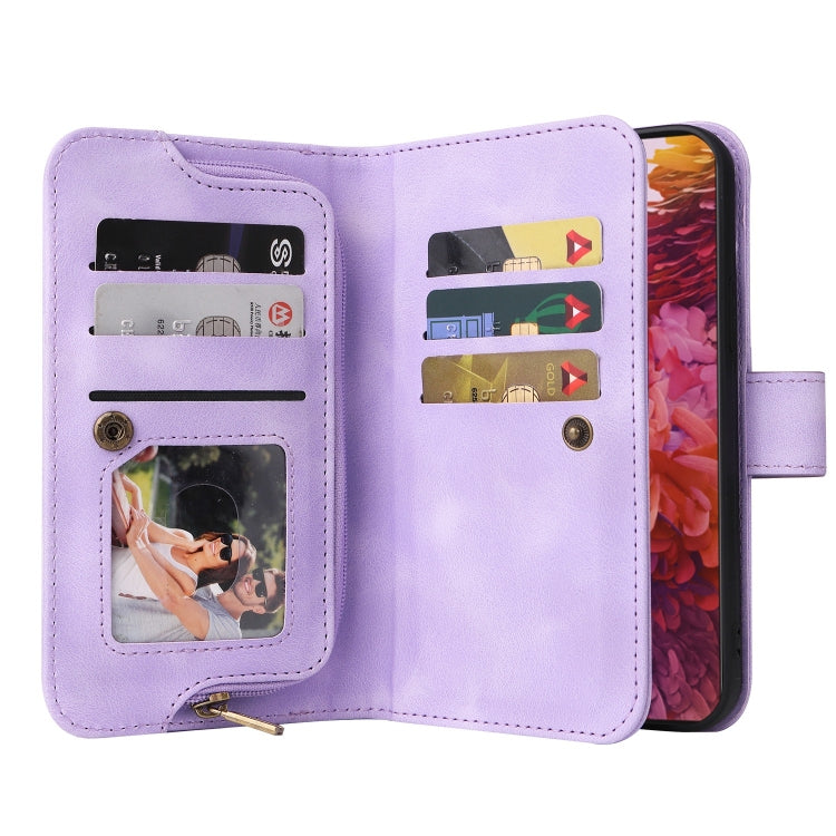 For Samsung Galaxy S20 FE Multifunctional Card Slot Zipper Wallet Leather Phone Case(Purple)