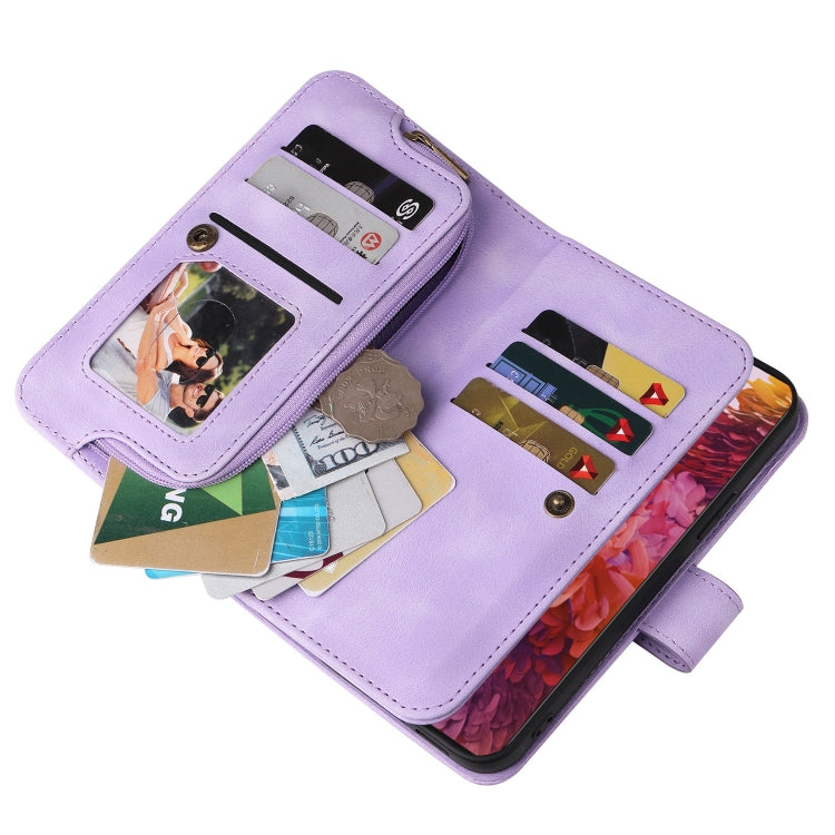 For Samsung Galaxy S20 FE Multifunctional Card Slot Zipper Wallet Leather Phone Case(Purple)