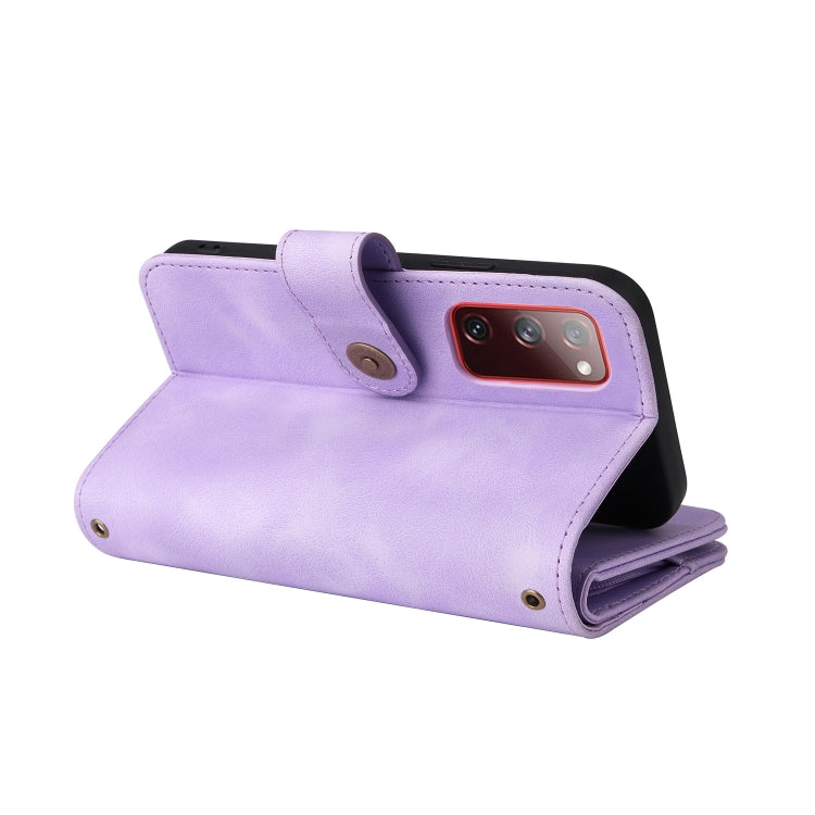 For Samsung Galaxy S20 FE Multifunctional Card Slot Zipper Wallet Leather Phone Case(Purple)