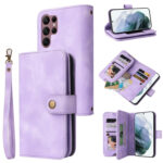 For Samsung Galaxy S22 Ultra 5G Multifunctional Card Slot Zipper Wallet Leather Phone Case(Purple)