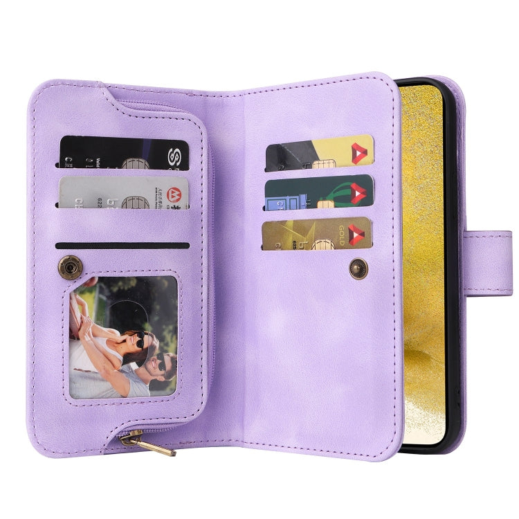 For Samsung Galaxy S23 5G Multifunctional Card Slot Zipper Wallet Leather Phone Case(Purple)