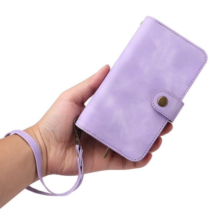 For Samsung Galaxy S23 Ultra 5G Multifunctional Card Slot Zipper Wallet Leather Phone Case(Purple)