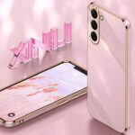 For Samsung Galaxy S23 5G XINLI Straight Edge 6D Electroplate TPU Phone Case(Pink)