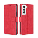 For Samsung Galaxy S23 5G Skin Feel Crocodile Magnetic Clasp Leather Phone Case(Red)