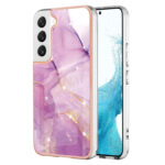 For Samsung Galaxy S23 5G Electroplating Marble Dual-side IMD TPU Phone Case(Purple 001)