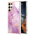 For Samsung Galaxy S23 Ultra 5G Electroplating Marble Dual-side IMD TPU Phone Case(Purple 001)