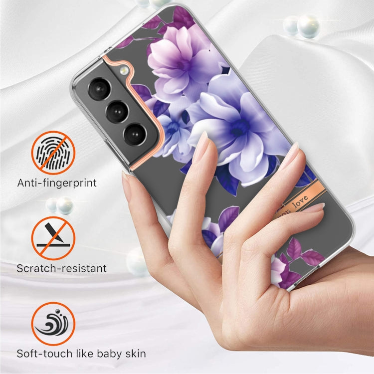 For Samsung Galaxy S23 5G Flowers and Plants Series IMD TPU Phone Case(Purple Begonia)