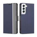 For Samsung Galaxy S23 5G Twill Texture Side Button Leather Phone Case(Blue)