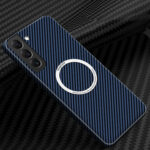 For Samsung Galaxy S23 5G Carbon Fiber Texture MagSafe Magnetic Phone Case(Blue)