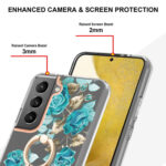 For Samsung Galaxy S23 5G Flowers and Plants Series IMD TPU Phone Case with Ring Holder(Blue Rose)