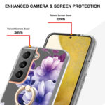 For Samsung Galaxy S23+ 5G Flowers and Plants Series IMD TPU Phone Case with Ring Holder(Purple Begonia)