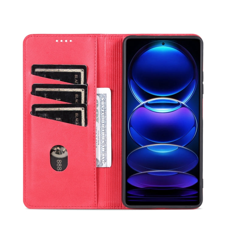 For Xiaomi Redmi Note 12 Pro China / Note 12 Pro+ China AZNS Magnetic Calf Texture Flip Leather Phone Case(Red)