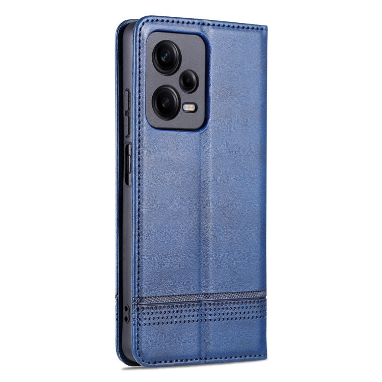 For Xiaomi Redmi Note 12 Pro China / Note 12 Pro+ China AZNS Magnetic Calf Texture Flip Leather Phone Case(Dark Blue)