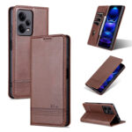 For Xiaomi Redmi Note 12 Pro China / Note 12 Pro+ China AZNS Magnetic Calf Texture Flip Leather Phone Case(Dark Brown)