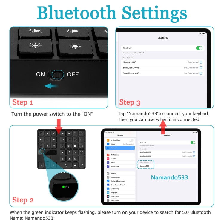 533 Bluetooth 5.0 Painting Keyboard 35 keys Keypad Wireless Digital keyboard(Black)