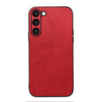 For Samsung Galaxy S23 5G Wood Texture PU Phone Case(Red)