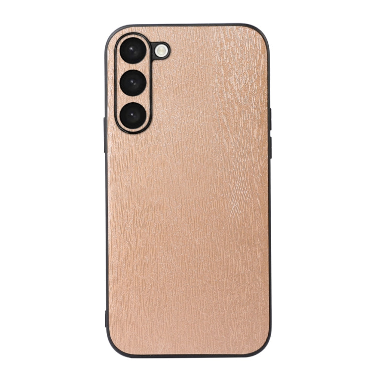 For Samsung Galaxy S23 5G Wood Texture PU Phone Case(Gold)