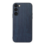 For Samsung Galaxy S23 5G Wood Texture PU Phone Case(Blue)