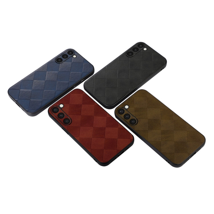 For Samsung Galaxy S23 5G Weave Plaid PU Phone Case(Brown)