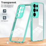 For Samsung Galaxy S23 Ultra 5G Clear TPU Color PC Frame Phone Case(Light Green)