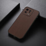 For Xiaomi 13 Accurate Hole Carbon Fiber Texture PU Phone Case(Brown)