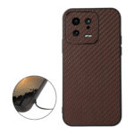 For Xiaomi 13 Accurate Hole Carbon Fiber Texture PU Phone Case(Brown)