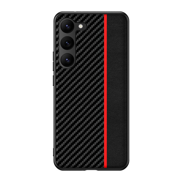 For Samsung Galaxy S23+ 5G Ultra-thin Carbon Fiber Texture Splicing Phone Case(Red)