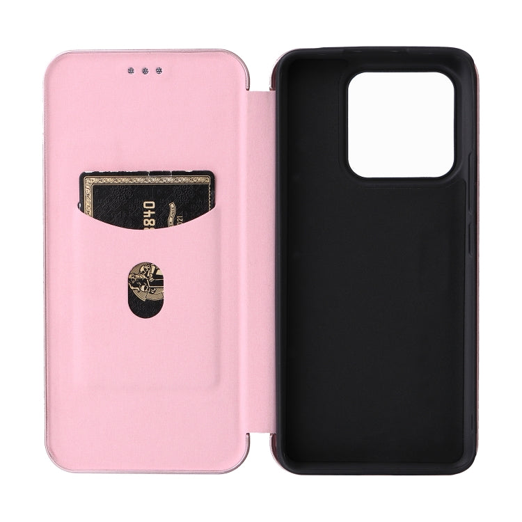 For Xiaomi 13 Pro Global Carbon Fiber Texture Horizontal Flip PU Phone Case(Pink)