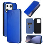 For Xiaomi 13 Pro Global Carbon Fiber Texture Horizontal Flip PU Phone Case(Blue)