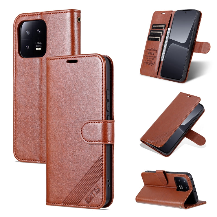 For Xiaomi 13 Pro AZNS Sheepskin Texture Flip Leather Phone Case(Brown)