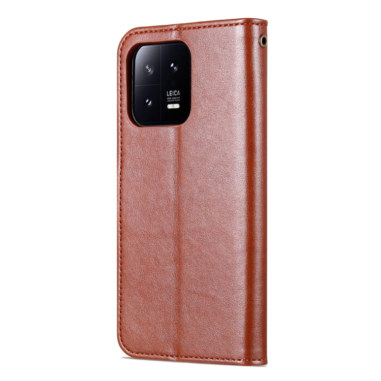 For Xiaomi 13 Pro AZNS Sheepskin Texture Flip Leather Phone Case(Brown)