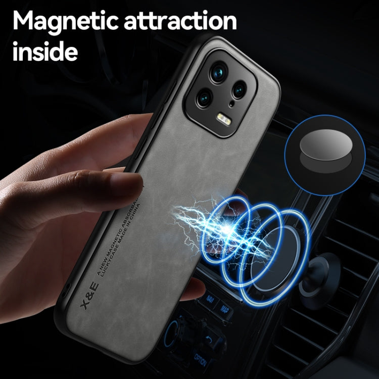 For Xiaomi 13 Skin Feel Magnetic Leather Back Phone Case(Dark Grey)