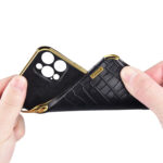 For Xiaomi Redmi Note 12 China 6D Electroplating Crocodile Texture Phone Case With Holder(Black)