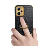 For Xiaomi Redmi Note 12 Pro+ China 6D Electroplating Crocodile Texture Phone Case With Holder(Brown)