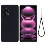 For Xiaomi Redmi Note 12 Pro China Pure Color Liquid Silicone Shockproof Full Coverage Case(Black)