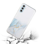 For Samsung Galaxy S23 5G Hollow Marble Pattern TPU Precise Hole Phone Protective Case(Grey)