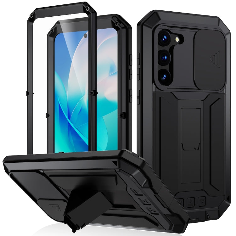 For Samsung Galaxy S23 5G R-JUST Sliding Camera Design Waterproof Dustproof Shockproof Phone Case(Black)