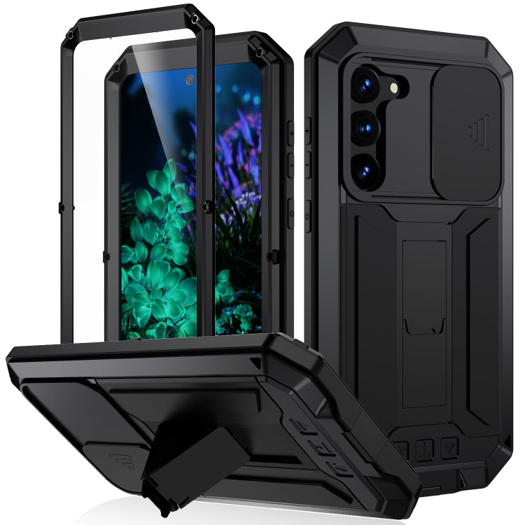 For Samsung Galaxy S23+ 5G R-JUST Sliding Camera Design Waterproof Dustproof Shockproof Phone Case(Black)