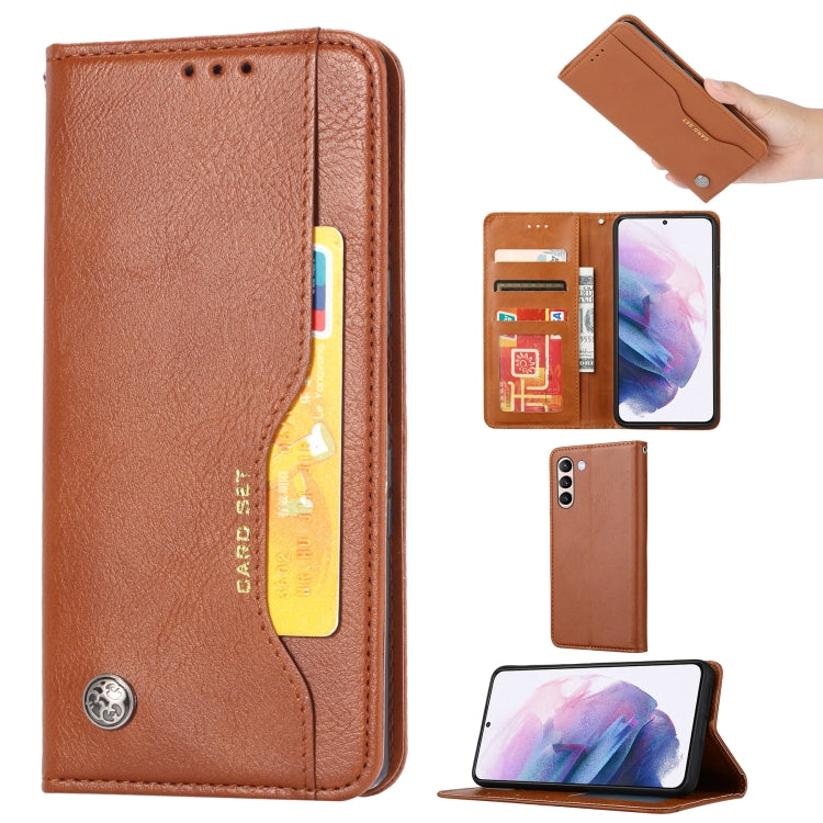 For Samsung Galaxy S23+ 5G Knead Skin Texture Horizontal Flip Leather Phone Case(Brown)