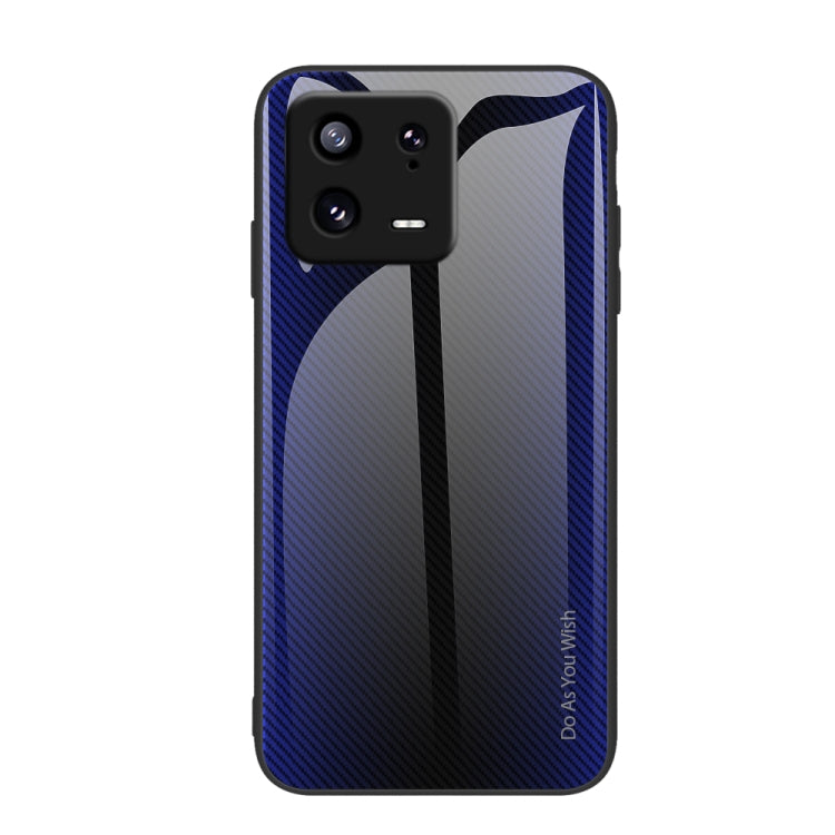 For Xiaomi 13 Pro Texture Gradient Glass TPU Phone Case(Dark Blue)