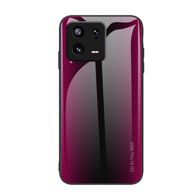 For Xiaomi 13 Pro Texture Gradient Glass TPU Phone Case(Rose Red)
