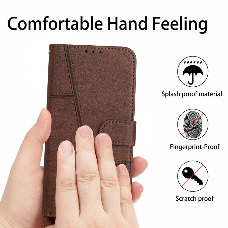 For Xiaomi 13 Stitching Calf Texture Buckle Leather Phone Case(Brown)