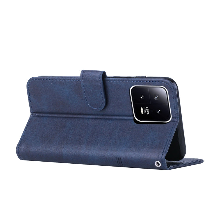 For Xiaomi 13 Stitching Calf Texture Buckle Leather Phone Case(Blue)