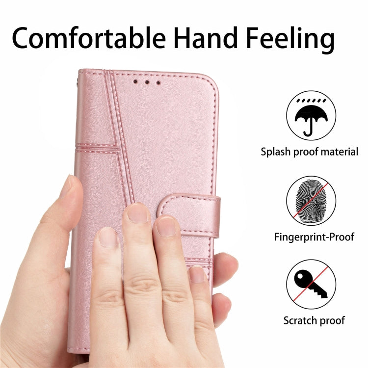 For Xiaomi 13 Stitching Calf Texture Buckle Leather Phone Case(Rose Gold)