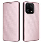 For Xiaomi 13 Carbon Fiber Texture Flip Leather Phone Case(Pink)