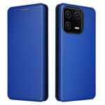 For Xiaomi 13 Carbon Fiber Texture Flip Leather Phone Case(Blue)