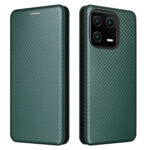 For Xiaomi 13 Carbon Fiber Texture Flip Leather Phone Case(Green)