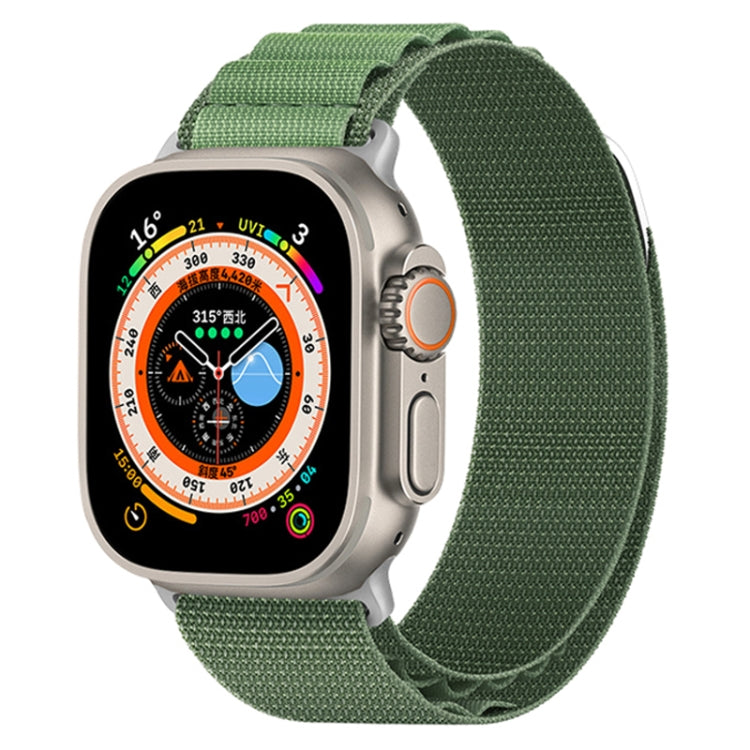 Nylon Loop Watch Band For Apple Watch Ultra 49mm / Series 8&7 45mm / SE 2&6&SE&5&4 44mm / 3&2&1 42mm(Army Green)