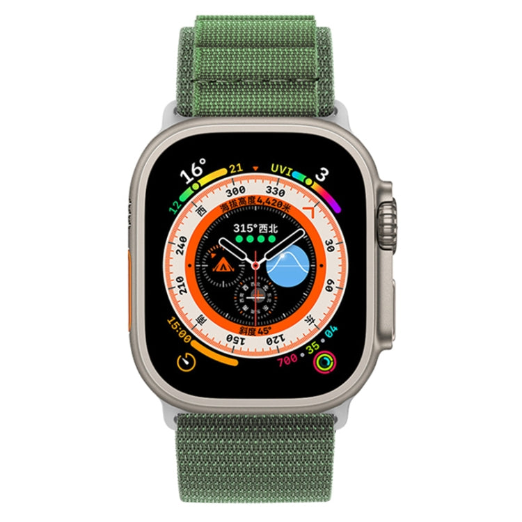 Nylon Loop Watch Band For Apple Watch Ultra 49mm / Series 8&7 45mm / SE 2&6&SE&5&4 44mm / 3&2&1 42mm(Army Green)