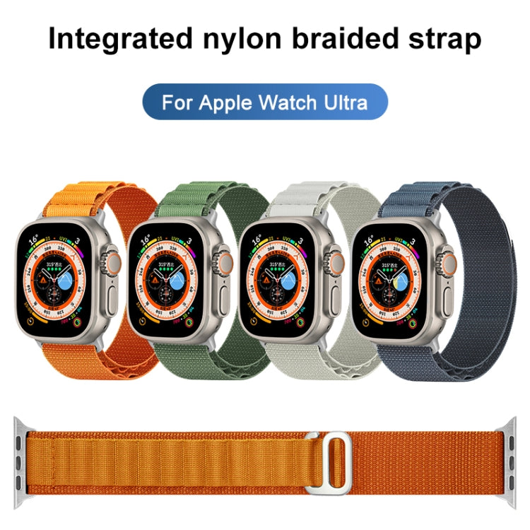 Nylon Loop Watch Band For Apple Watch Ultra 49mm / Series 8&7 45mm / SE 2&6&SE&5&4 44mm / 3&2&1 42mm(Army Green)